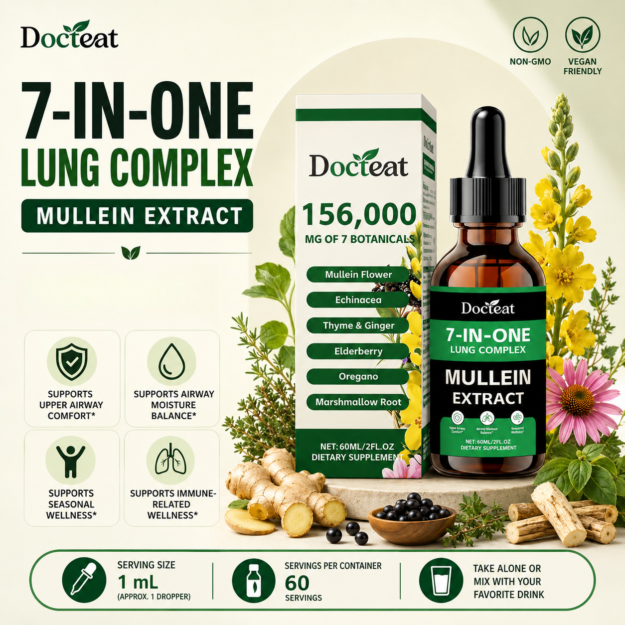 Herbal Wellness Drops - Docteat 7-in-1 Mullein Extract Drops 60ML