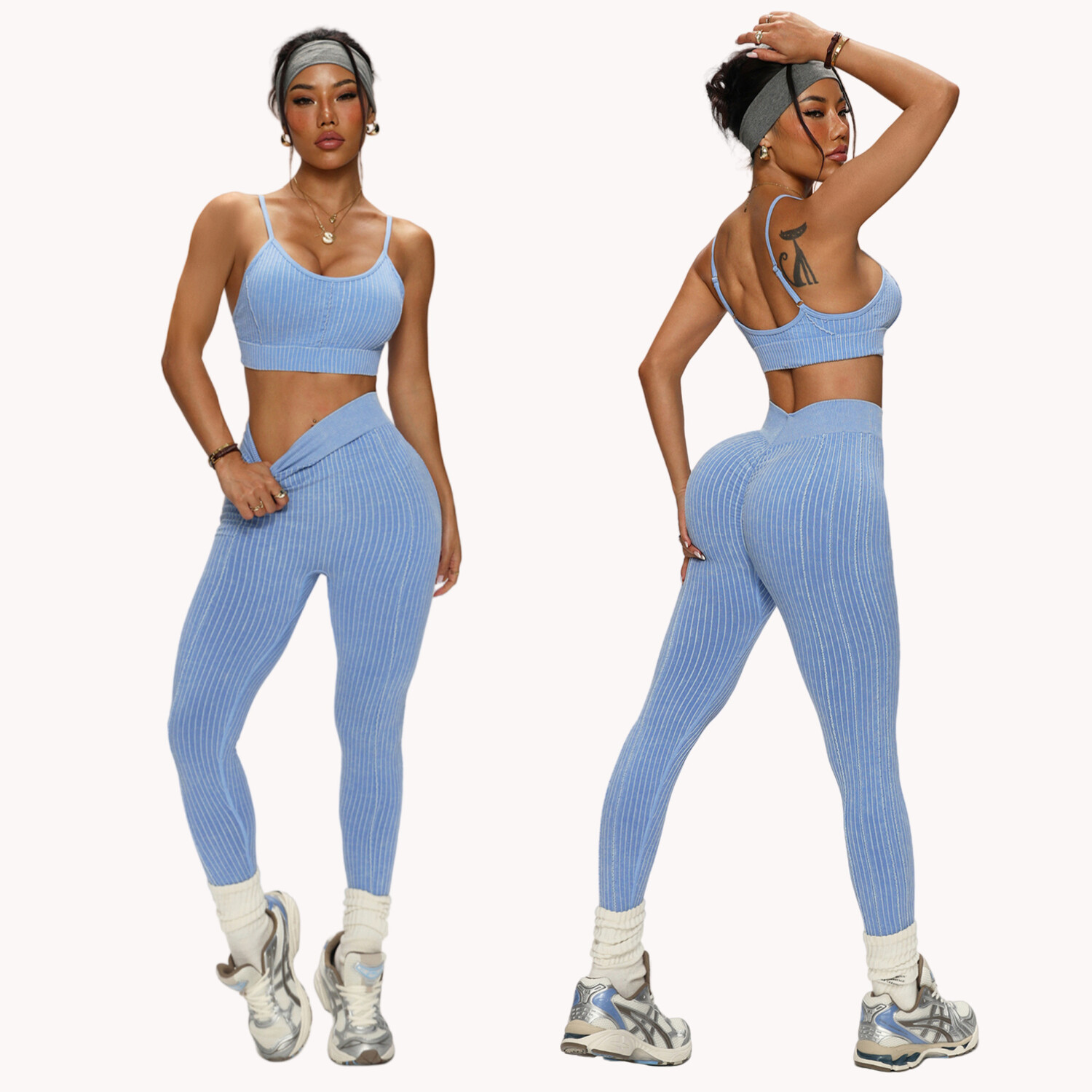 Herbal Yoga - Women's Seamless Yoga Pants Set Sand